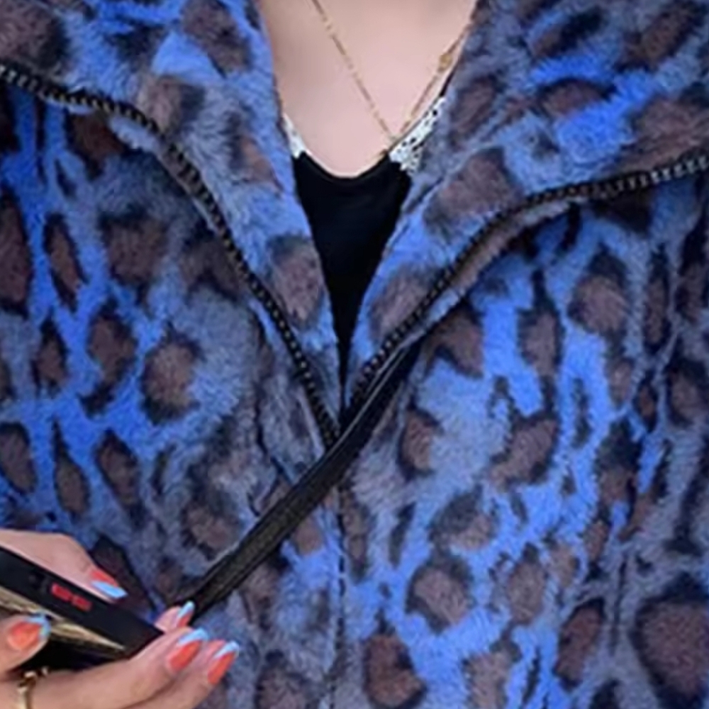 Oversized Colorful Leopard Print Faux Fur Coat Women Long Sleeve - Picture 5 of 5